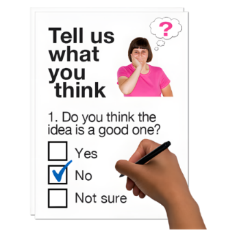 A hand holding a pen and a questionnaire