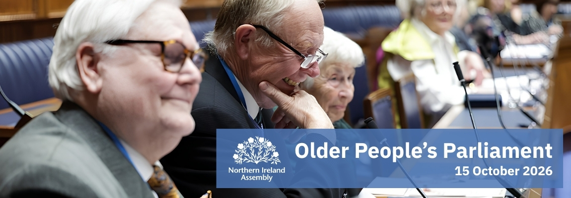 Older people who spoke at the previous Older People's Parliament in 2024. Text reads Older People's Parliament 15 October 2026.
